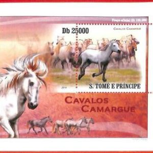 A4445 - SAO TOME & PRINCIPE- ERROR MISPERF, Hoja de recuerdo: 2010, Caballos