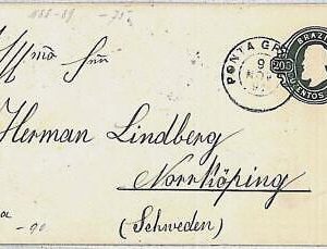 37418 -  BRAZIL-Postal History-POSTAL STATIONERY- PONTA GROSSA to SWEDEN 1891 !