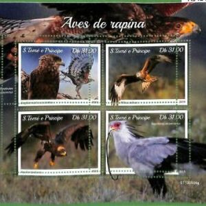 A3424 - SAO TOME & PRINCIPE ERROR MISSPERF, Kleinbogen: 2019, Greifvögel