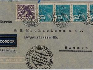 39525 - BRAZIL-POSTAL HISTORY-COVER to GERMANY-VIA CONDOR 1936-Sieger cat # 352