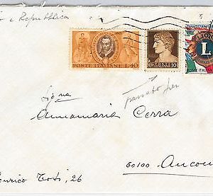 ITALIA REPUBBLICA - Storia Postale: FRODE POSTALE Imperiale 10cnt usato come 10L
