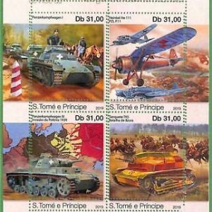 A3188 - SAO TOME & PRINCIPE, ERROR MISSPERF: 2019, WW II, Panzer,...