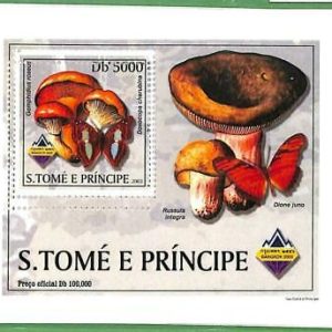 A3372 -SAO TOME & PRINCIPE ERROR MISSPERF Souvenir s: 2003, Pilze, Schmetterling