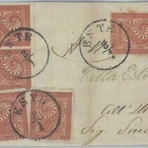 82453 - REGNO - STORIA POSTALE - Sass T15 x 5: annullo ESTE austriaco COLLETORIA