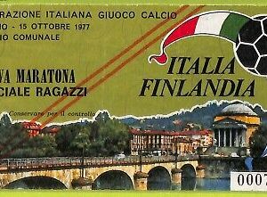 C1753- Vecchio BIGLIETTO PARTITA CALCIO 1977 ITALIA VS FINLANDIA