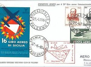 72140 - STORIA POSTALE - AVIAZIONE: 16° Giro Aereo  SICILIA  1964