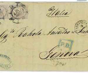 P0171 - SPAIN - POSTAL HISTORY - # 92 PAIR from TARRAGONA Rueda de Carreta # 46