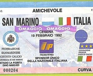 C1772- Vecchio BIGLIETTO PARTITA CALCIO 1992 SAN MARINO VS ITALIA