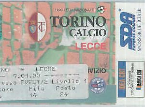C0138 - Vecchio  BIGLIETTO PARTITA CALCIO - 1999 / 2000 : TORINO - LECCE