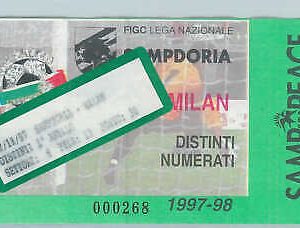 C0115 - Vecchio  BIGLIETTO PARTITA CALCIO - 1997 / 1998 : SAMPDORIA - MILAN