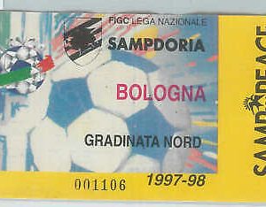 C0114 - Vecchio  BIGLIETTO PARTITA CALCIO - 1997 / 1998 : SAMPDORIA - BOLOGNA