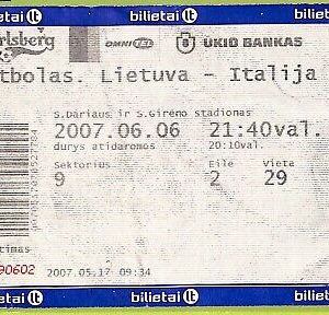 C1781- Vecchio BIGLIETTO PARTITA CALCIO 2007 LIETUVA VS ITALIJA