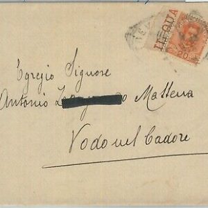 82476 - REGNO - STORIA POSTALE - UMBERTO Sass 61 bordo foglio su BUSTA : TREVISO