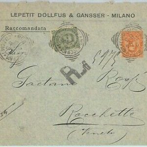 82477 - REGNO - STORIA POSTALE - UMBERTO Sass 39 + 46 su BUSTA RACCOMANDATA 1894