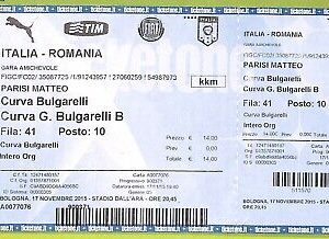 C1805- Vecchio BIGLIETTO PARTITA CALCIO 2015 ITALIA VS ROMANIA