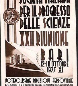 Lib461- CARTOLINA d'Epoca  Illustrata - Progresso delle SCIENZE 1933 - BARI