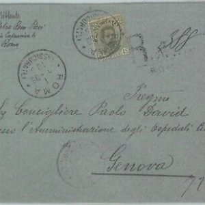 82494 - REGNO - STORIA POSTALE - UMBERTO Sass 63 su BUSTA RACCOMANDATA 1899