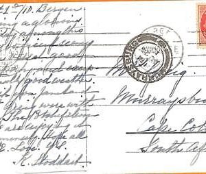 99395 - NORWAY - Postal History - POSTCARD to CAPE COLONY  1910