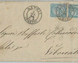 82423 - REGNO - STORIA POSTALE - Sass L18 coppia su BUSTA da NAPOLI PORTO 1864