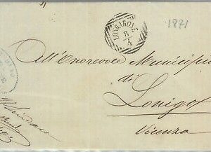 80453 - ITALIA REGNO - storia postale - BUSTA in franchiggia di LONGARONE 1871