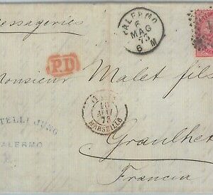 82432 - REGNO - STORIA POSTALE -  Annullo a NUMERI di PALERMO su BUSTA  1873