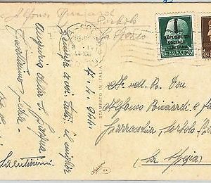 ITALIA - storia postale: Affrancatura mista RSI + REGNO su cartolina 1944