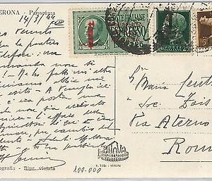ITALIA RSI  - storia postale: CARTOLINA spedita ESPRESSO 1944 tariffa 1,55 Lire