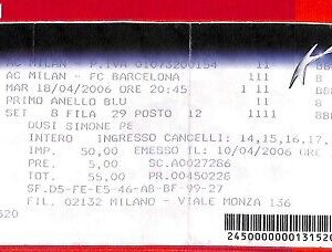 C1268 -  BIGLIETTO PARTITA CALCIO Fútbol - 2005/05  MILAN AC vs BARCELONA