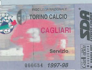 C0015 - Vecchio  BIGLIETTO PARTITA CALCIO - 1997 / 1998 :  TORINO - CAGLIARI