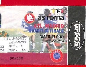 C1388 -  BIGLIETTO PARTITA CALCIO Fútbol - 1998/1999  ROMA vs Atletico MADRID