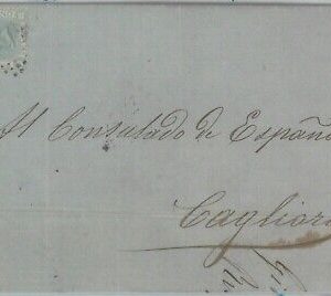 82433 - REGNO - STORIA POSTALE - Annullo a NUMERI di CARLOFORTE su BUSTA  1869