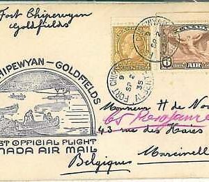 x0290 - CANADA - POSTAL HISTORY - 1st FLIGHT COVER:  CHIPEWYAN - GOLDFIELDS 1935