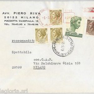 57148 - ITALIA REPUBBLICA - STORIA POSTALE : SIRACUSANA su  BUSTA RACCOMANDATA