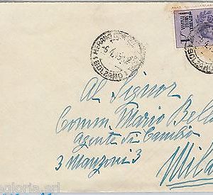 57166 - RSI - STORIA POSTALE:  Sass 513  F.LLI  BANDIERA 1 Lira isolato su BUSTA