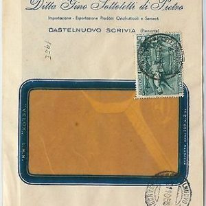 63980 - ITALIA REPUBBLICA - STORIA POSTALE :  BUSTA da CASTELNUOVO SORIVA 1955