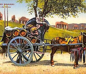 ab3219 - CARTOLINA D'EPOCA - Roma Provincia - Costumi  Carro da vino
