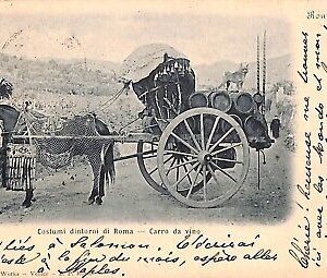 ab3223 - CARTOLINA D'EPOCA - Roma Provincia - Costumi  Carro da vino