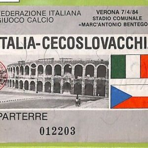 C1830- Vecchio BIGLIETTO PARTITA CALCIO 1984 ITALIA VS CECOSLOVACCHIA