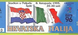 C1831- Vecchio BIGLIETTO PARTITA CALCIO 1995 HRVATSKA VS ITALIA
