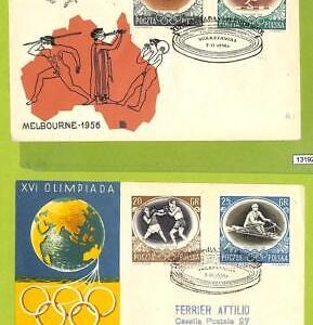 13192 - POLAND - POSTAL HISTORY - set of 3 FDC COVERS Olympic Game - 1956