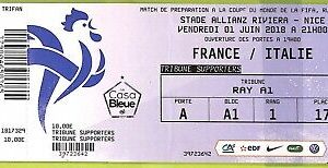 C1840- Vecchio BIGLIETTO PARTITA CALCIO 2018 FRANCE VS ITALIE