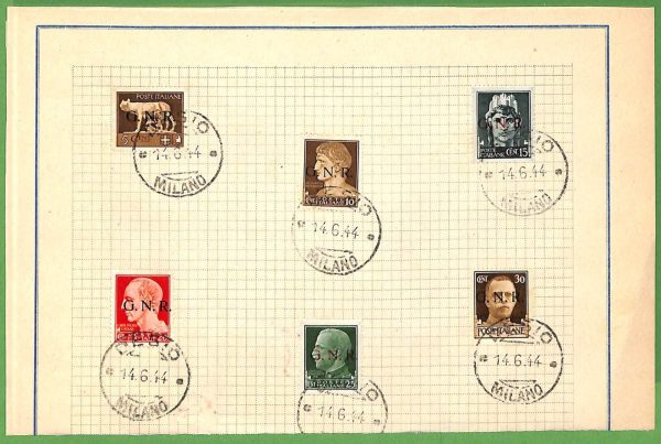 ZA1646 - ITALIA  GNR Brescia - STORIA POSTALE -   FRANCOBOLLI USATI su foglio
