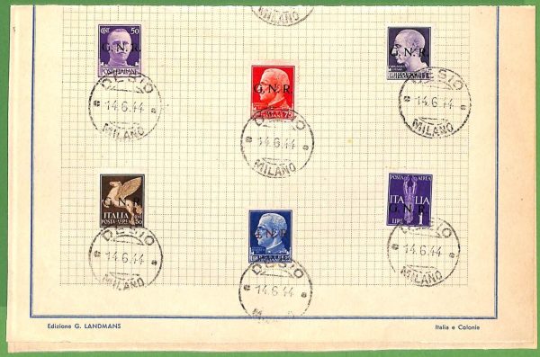 ZA1646 - ITALIA  GNR Brescia - STORIA POSTALE -   FRANCOBOLLI USATI su foglio - immagine 2