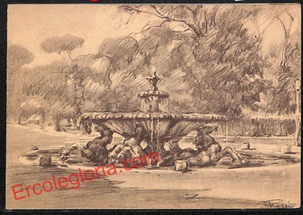ai0947 - DOPPIA CARTOLINA D'EPOCA - Roma Città - Fontana dei Cavalli Marini