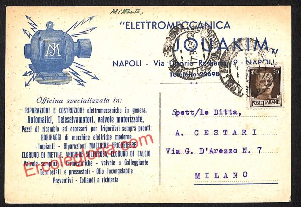 ah3679 - STORIA POSTALE - Napoli Città - Elettromeccanica Jouakim