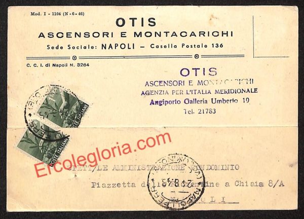 ah3688 - STORIA POSTALE - Napoli Città - OTIS Ascensori e Montacarichi