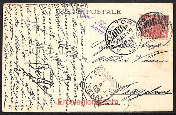 ad9865 - CARTOLINA  D'EPOCA - Aosta Città - Castello Jocteau  1909 - immagine 2