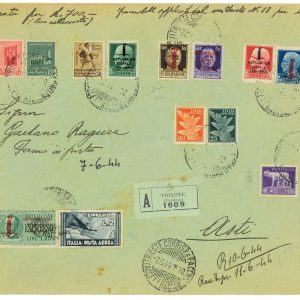 P2483 - ITALIA RSI , 7.6.1944 BUSTONE RACCOMANDATO DA TRIESTE AD ASTI, MISTA,