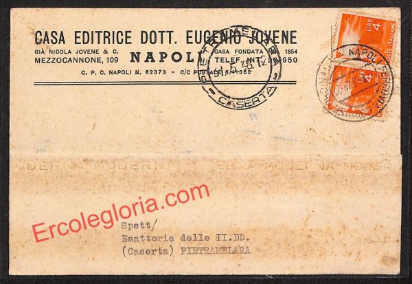 ah3689 - STORIA POSTALE - Napoli Città - Casa Editrice Dott. Eugenio Jovene
