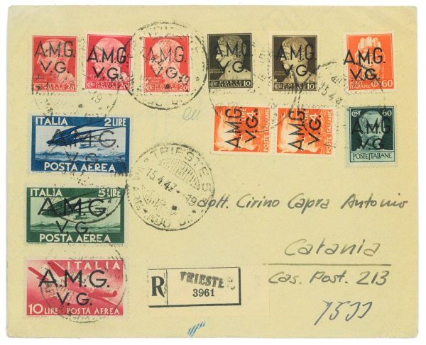 P2655 - ITALIA AMG-VG , RACCCOMANDATA , VIA AEREA,PER CATANIA, IN TARIFFA ESATTA